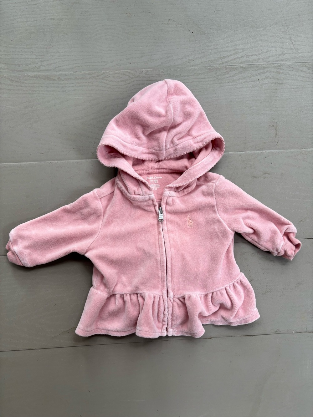 Ralph Lauren Light Pink Hooded Peplum Zip Hoodie